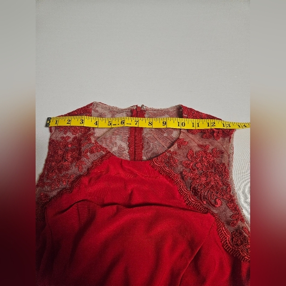 Stenay- Women's Size 10,Red Ruched Asymmetrical Halter Cocktail Dress - Picture 5 of 10